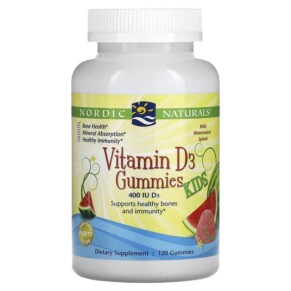 Nordic Naturals Vitamin D3 Gummies Kids Ages 3+ Wild Watermelon Splash 400 IU 120 Gummies 768990311512