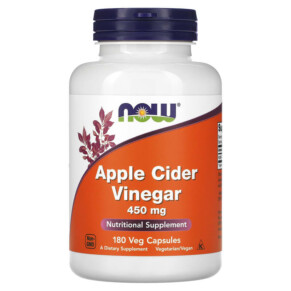 NOW Foods Apple Cider Vinegar 450 mg 180 Veg Capsules 733739033178