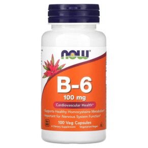NOW Foods B-6 100 mg 100 Veg Capsules 733739004567