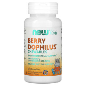 NOW Foods Berry Dophilus Kids 2 Billion 60 Chewables 733739029362