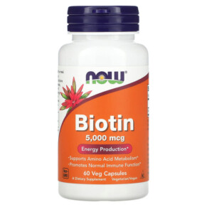 NOW Foods Biotin 5.000 mcg 60 Veg Capsules 733739004710