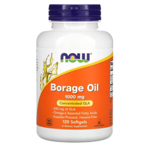 NOW Foods Borage Oil Concentration GLA  1.000 mg 120 Softgels 733739017222