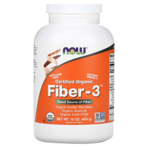 NOW Foods Certified Organic Fiber-3 Powder 16 oz (454 g) 733739059932