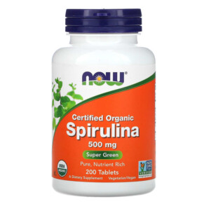 NOW Foods Certified Organic Spirulina 500 mg 200 Tablets 733739026989
