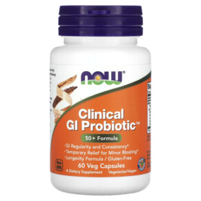 NOW Foods Clinical GI Probiotic 50+ Formula 60 Veg Capsules 733739029195