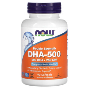 NOW Foods DHA-500 Fish Oil Double Strength 90 Softgels 733739016126