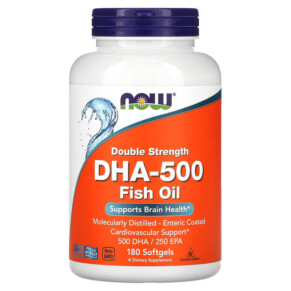NOW Foods Double Strength DHA-500 Fish Oil 180 Softgels 733739016133