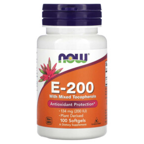 NOW Foods E-200 with Mixed Tocopherols 134 mg (200 IU) 100 Softgels 733739008800