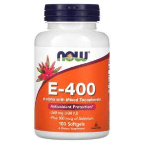 NOW Foods E-400 D-Alpha with Mixed Tocopherols 268 mg (400 IU) 100 Softgels 733739009067