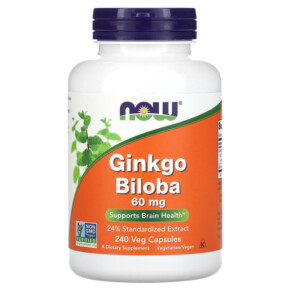 NOW Foods Ginkgo Biloba 60 mg 240 Veg Capsules 733739046840