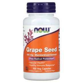 NOW Foods Grape Seed Standardized Extract 100 mg 100 Veg Capsules 733739032485