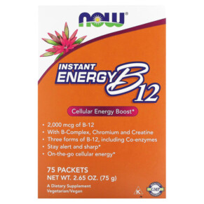 NOW Foods Instant Energy B12 2.000 mcg 75 Packets 0.035 oz (1 g) Each 733739004970