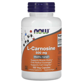 NOW Foods L-Carnosine 500 mg 100 Veg Capsules 733739000798