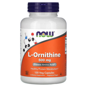 NOW Foods L-Ornithine 500 mg 120 Veg Capsules 733739001221