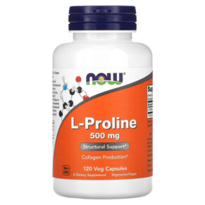 NOW Foods L-Proline 500 mg 120 Veg Capsules 733739001337