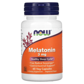 NOW Foods Melatonin 3 mg 60 Veg Capsules 733739032553