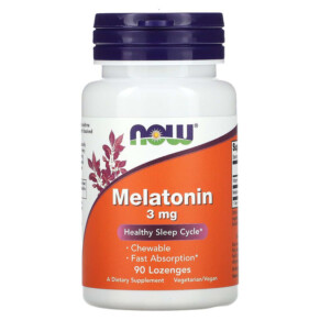 NOW Foods Melatonin 3 mg 90 Lozenges 733739032584