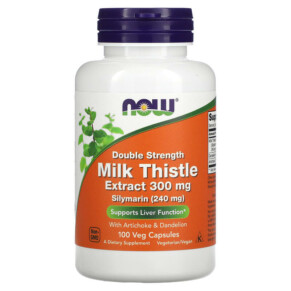 NOW Foods Milk Thistle Extract Double Strength 300 mg 100 Veg Capsules 733739047397