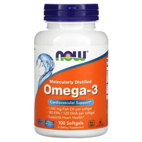 NOW Foods Omega-3 180 EPA / 120 DHA 100 Softgels 733739016508