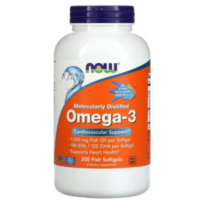 NOW Foods Omega-3 180 EPA /120 DHA 200 Fish Softgels 733739016485