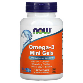 NOW Foods Omega-3 Mini Gels 180 EPA / 120 DHA 180 Softgels 733739016850