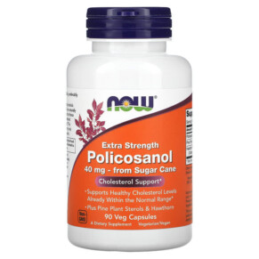 NOW Foods Policosanol Extra Strength 40 mg 90 Veg Capsules 733739018250