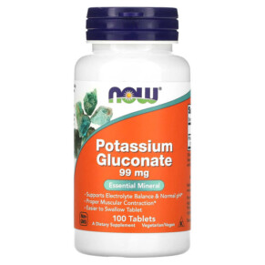 NOW Foods Potassium Gluconate 99 mg 100 Tablets 733739014603