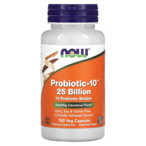 NOW Foods Probiotic-10 25 Billion 100 Veg Capsules 733739029331