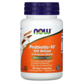 NOW Foods Probiotic-10 Restorative Care 100 Billion 30 Veg Capsules 733739029317