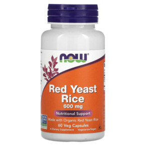 NOW Foods Red Yeast Rice 600 mg 60 Veg Capsules 733739035004