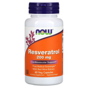 NOW Foods Resveratrol 200 mg 60 Veg Capsules 733739033536