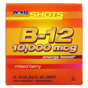 NOW Foods Shots B-12 Mixed Berry 10.000 mcg 12 Shots 0.5 fl oz (15 ml) Each 733739004536