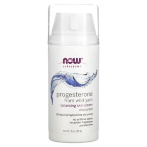 NOW Foods Solutions Progesterone from Wild Yam Balancing Skin Cream Unscented 20 mg 3 oz (85 g) 733739033383