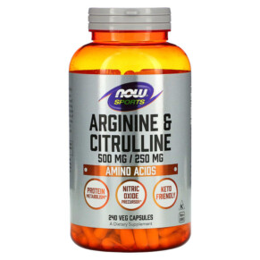 NOW Foods Sports Arginine & Citrulline 240 Veg Capsules 733739000385