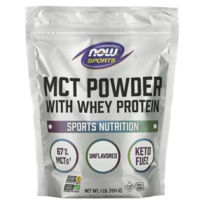 NOW Foods Sports MCT Powder with Whey Protein Unflavored 1 lb (454 g) 733739017369