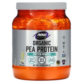NOW Foods Sports Organic Pea Protein Creamy Vanilla 1.5 lbs (680 g) 733739022219