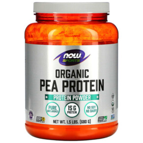 NOW Foods Sports Organic Pea Protein Powder Pure Unflavored 1.5 lbs (680 g) 733739021083