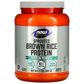 NOW Foods Sports Sprouted Brown Rice Protein Powder Pure Unflavored 2 lbs (907 g) 733739022066