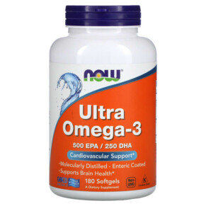 NOW Foods Ultra Omega-3 500 EPA / 250 DHA 180 Enteric Coated Softgels 733739016621