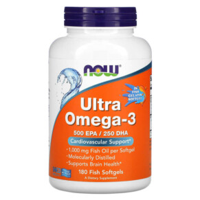 NOW Foods Ultra Omega-3 500 EPA / 250 DHA 180 Fish Softgels 733739016652