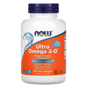 NOW Foods Ultra Omega 3-D 600 EPA / 300 DHA 90 Fish Softgels 733739016638