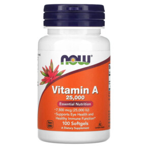 NOW Foods Vitamin A 7.500 mcg (25.000 IU) 100 Softgels 733739003409