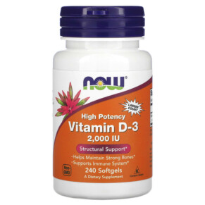 NOW Foods Vitamin D-3 50 mcg (2.000 IU) 240 Softgels 733739003775
