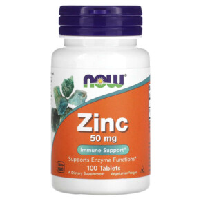 NOW Foods Zinc 50 mg 100 Tablets 733739015204