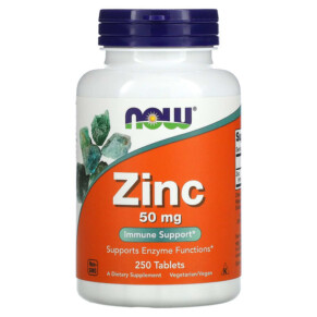 NOW Foods Zinc 50 mg 250 Tablets 733739015228