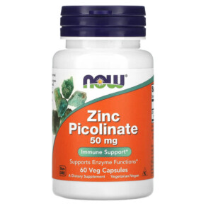 NOW Foods Zinc Picolinate 50 mg 60 Veg Capsules 733739015501