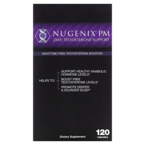 Nugenix ZMA Testosterone Support PM Nighttime Free Testosterone Booster 120 Capsules 855710002215