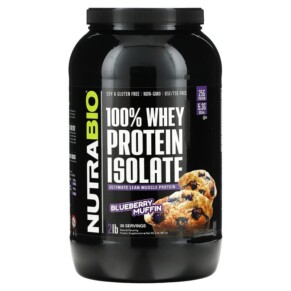 Nutrabio Labs 100% Whey Protein Isolate Blueberry Muffin 2 lb (907 g) 649908269814