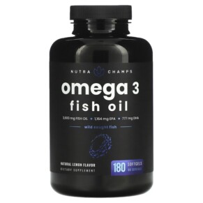 NutraChamps Omega 3 Fish Oil Natural Lemon 1.200 mg 180 Softgels 621983999800