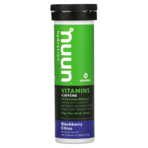 Nuun Hydration Vitamins + Caffeine Effervescent Vitamin Supplement Blackberry Citrus 12 Tablets 811660021768